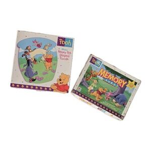 Vintage Winnie The Pooh Honey Pot Shaped Puzzle & Match Game Lot Toddler Toys‎